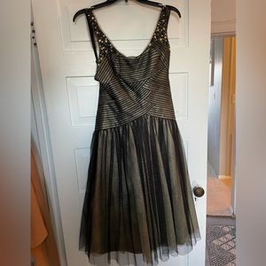 BCBG Max Azaria black and gold cocktail dress, size 08 Style #NST6C446